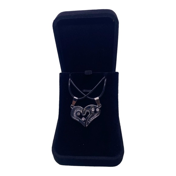 His Her Lovers Husband Wife Couples Silver I Love You Heart Necklaces Set - Picture 7 of 8